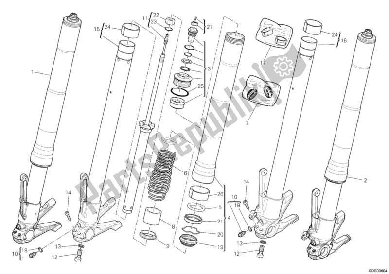 Todas las partes para Tenedor Frontal de Ducati Diavel Brasil 1200 2014